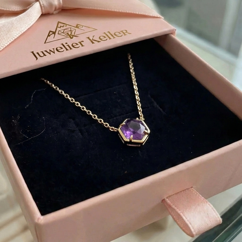 Amethyst Brillant Anhänger Halskette | Roségold