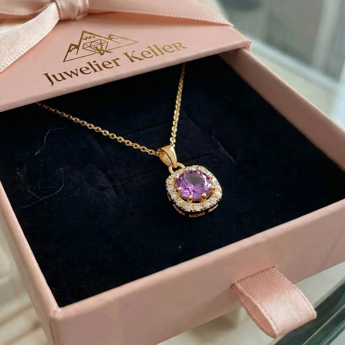 Amethyst Quadrat Pave Halskette | Gold