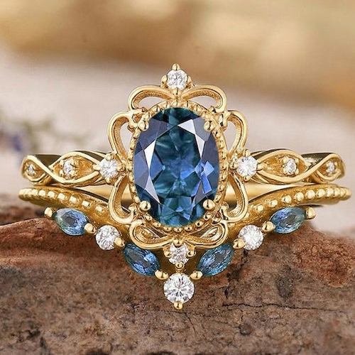 Azelia Saphir Kronenring Set | Gold