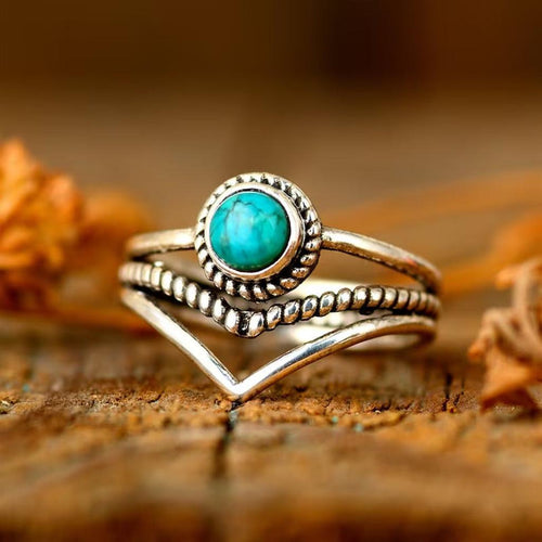 Goldring mit Türkisperlen