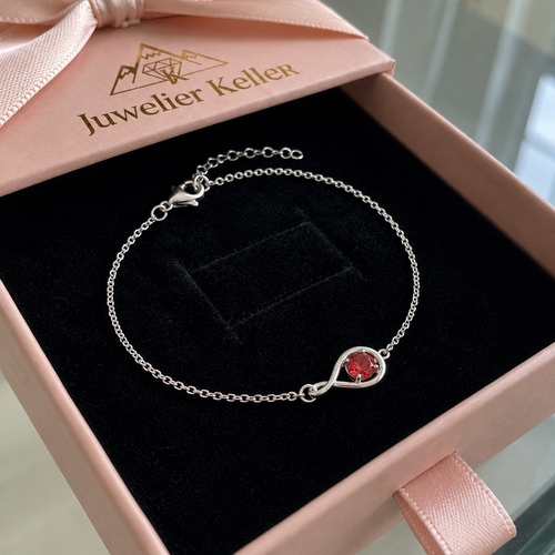 Rubin Unendlichkeit Armband | Weissgold