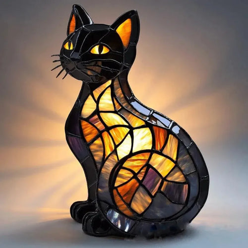 Strahlende Katze um Mitternacht