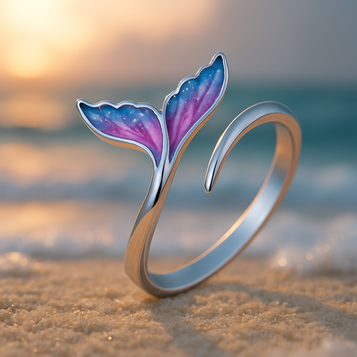 Verstellbarer Ring mit buntem Delfinschwanz