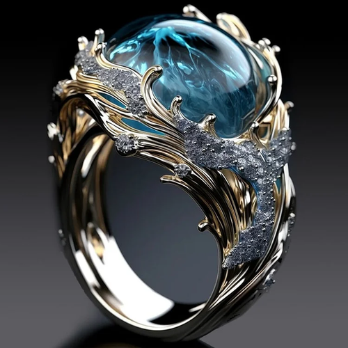 Vintage-Ring Ozean mit Kristall