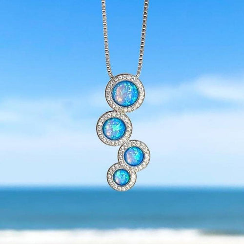 Zirkon-Halskette mit Opal in Silber