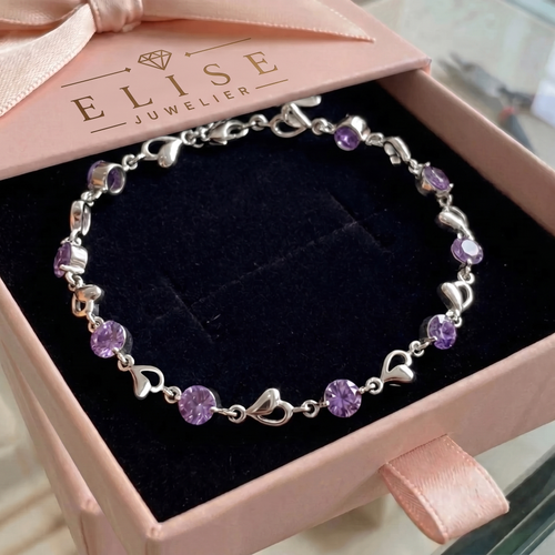Violettes Herz Halskette | Weissgold